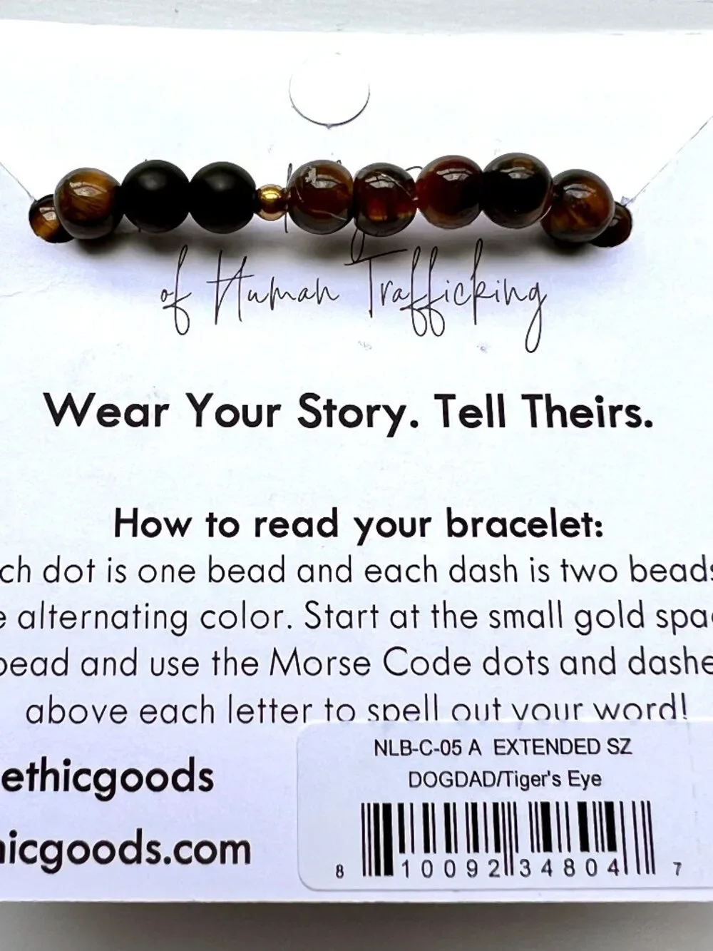 ETHICGOODS Dog Dad Morse Code Beaded Bracelet Tiger's Eye Gift